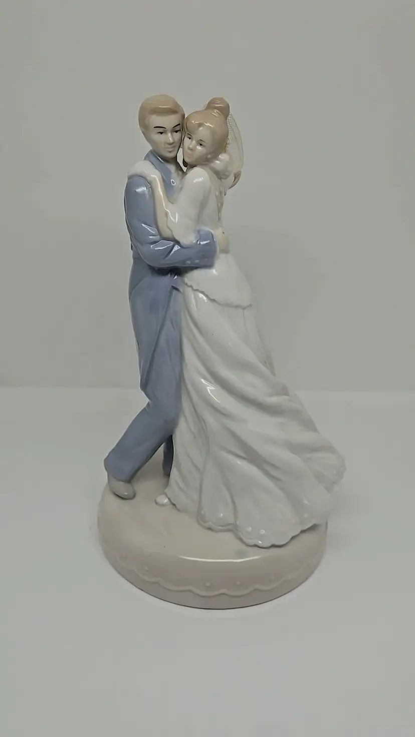 Bride and Groom Porcelain Figurine Music Box - "We've only just begun"