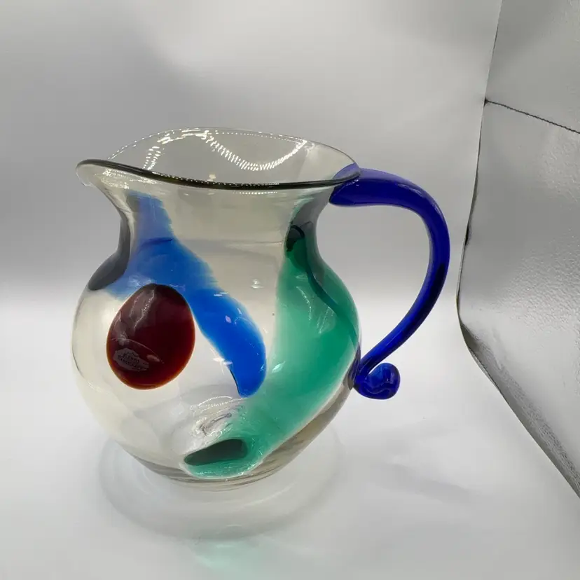 Blenko Husted Signed Pitcher 7 1/2” Tall