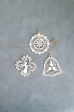 Three Snow Flake Design Christmas Tree Ornaments