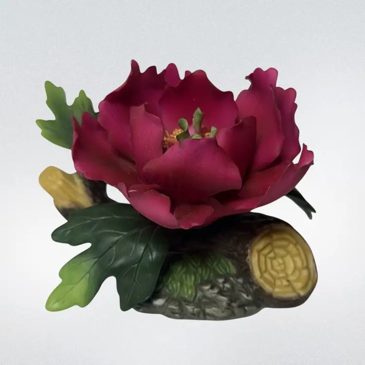 Andrea by Sadek Porcelain Fuscia Peony Flower Figurine