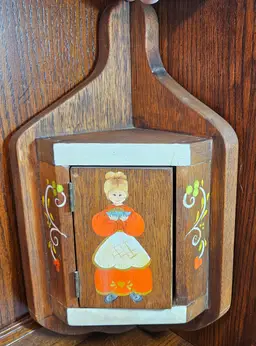 Vintage Wooden Pennsylvania Dutch Handmade Painted Corner Cupboard Wall Hanging
