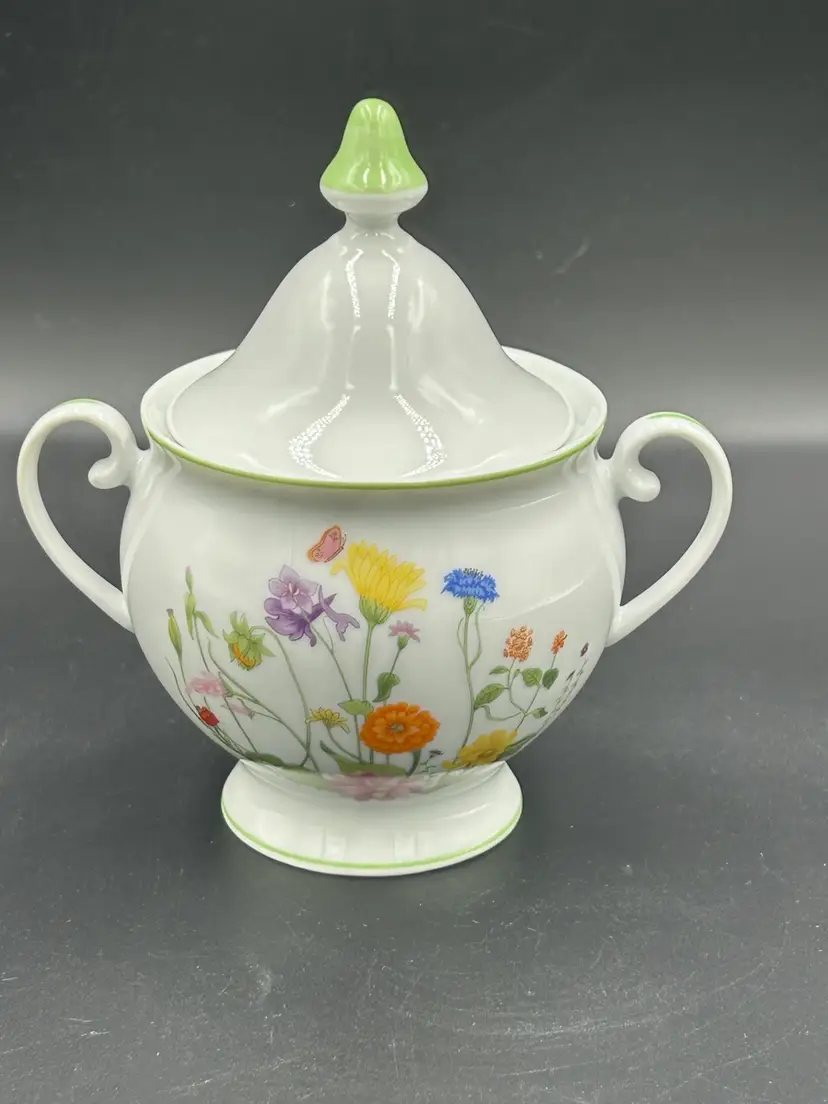 Vintage Denby Fine China Lidded Sugar Bowl Made In Portugal