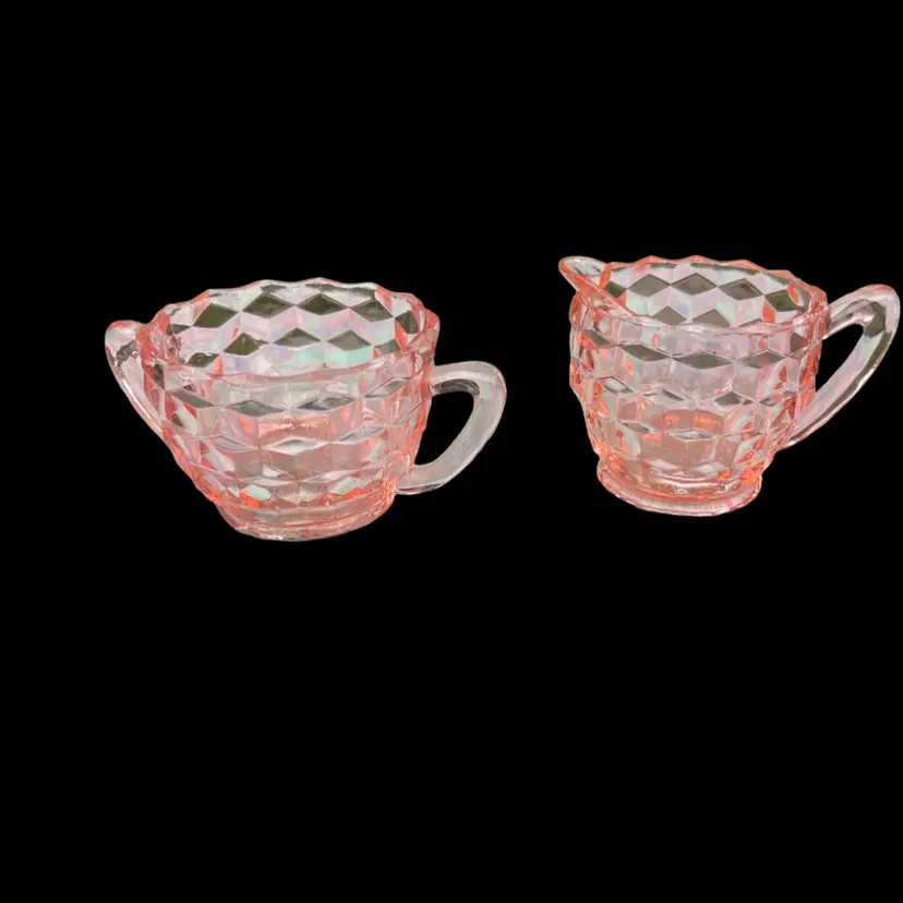 Vintage Pink Jeanette Glass Creamer And Open Sugar Bowl