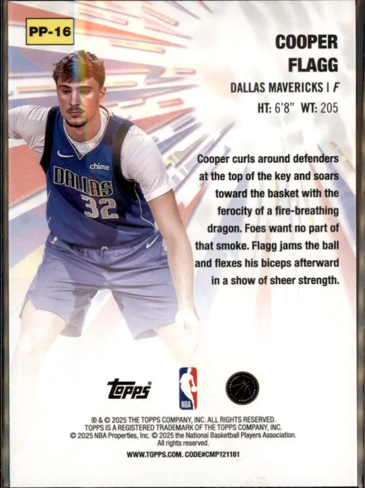 2025-26 Topps #PP-16 Cooper Flagg Power Players - (135) - Dallas Mavericks