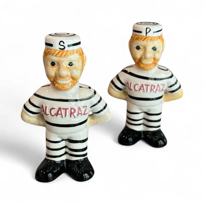 Vintage Alcatraz Prisoner Salt And Pepper Shakers