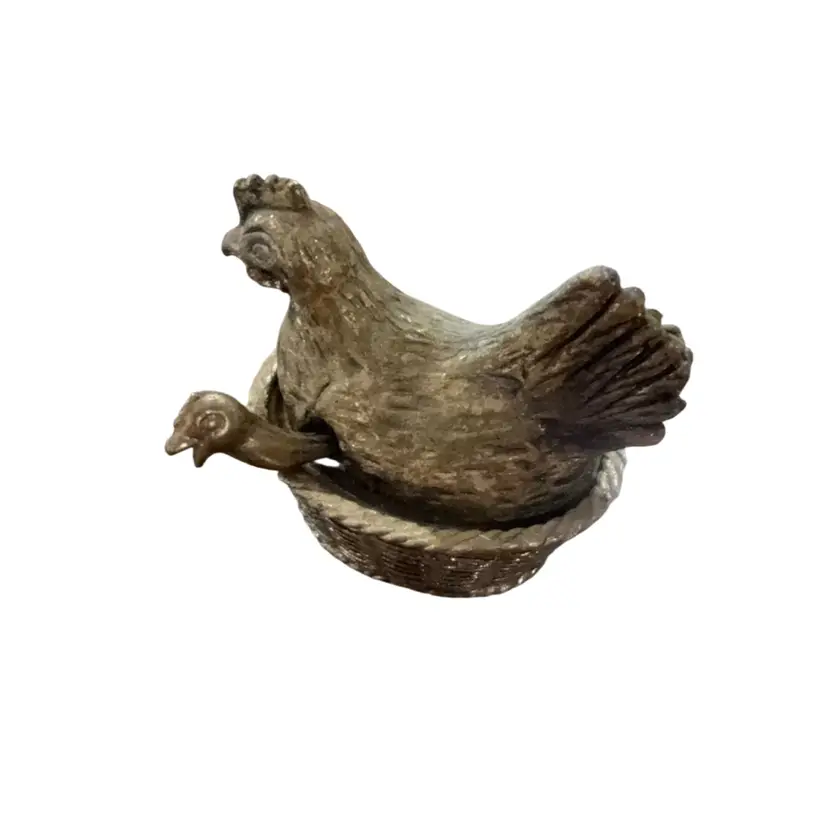 Mini Brass Hen On A Nest Drink It Box Or Salt Cellar