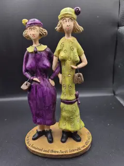 Two Best Friends Sandy Gervais Figurine Whimsical "If We Live To Be 103" READ