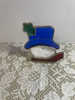 Snowman Stained Glass Votive Holder.