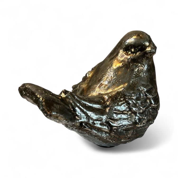 Ceramic Gold Bronze Metallic Glazed Bird Figurine