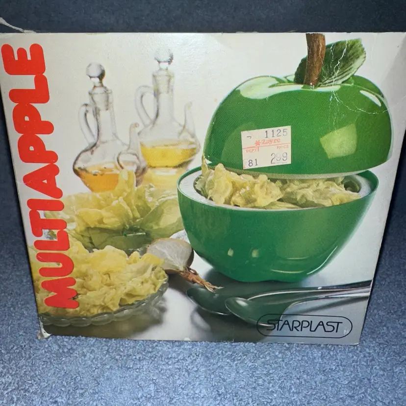 NOS Vintage Starplast Multi Apple Covered Container Multi Uses Yellow