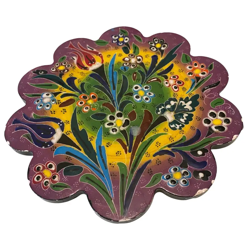 Decorative Ceramic Trivet 7", Turkish Ceramic Tile Coaster, Kitchen Pot Table Trivet, Hot Pad, Kitchen Decor, Cooking Trivets for Hot Dishes