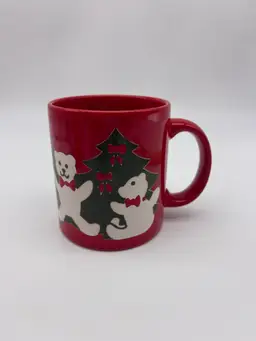 Vintage Waechtersbach Christmas Bears & Christmas Tree 10oz Coffee Mug West Germany