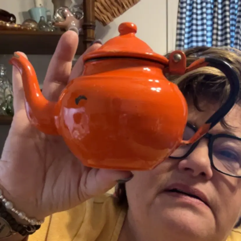 Orange Enamel Teapot