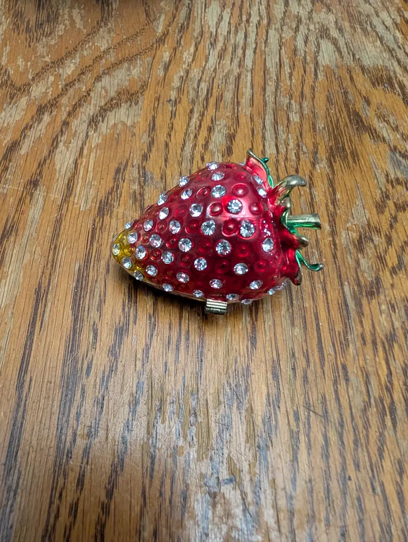 Strawberry rhinestone trinket box