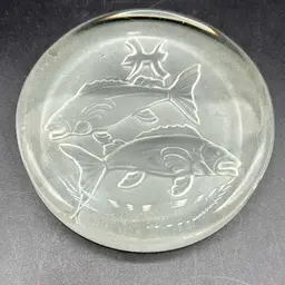 Clear Glass Satin Pieces Zodiac Disk Paperweight