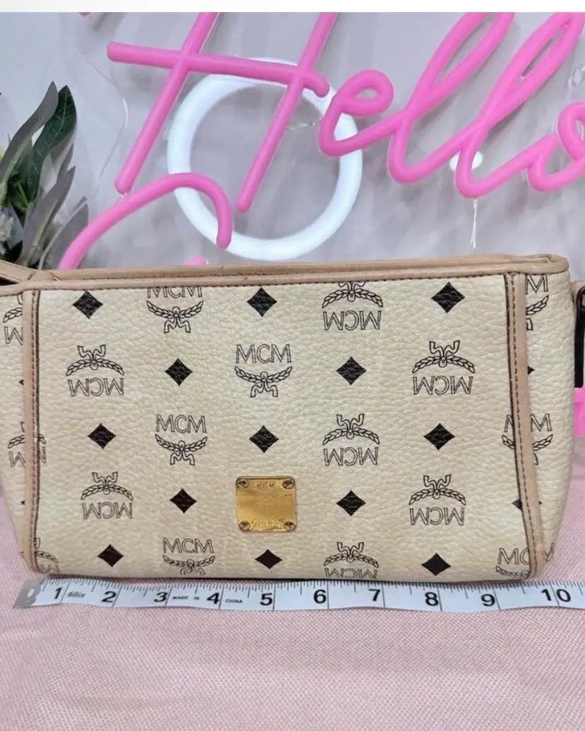 MCM Bridge Leather Iconic Logo Shoulder Bag Filled With Jewelry