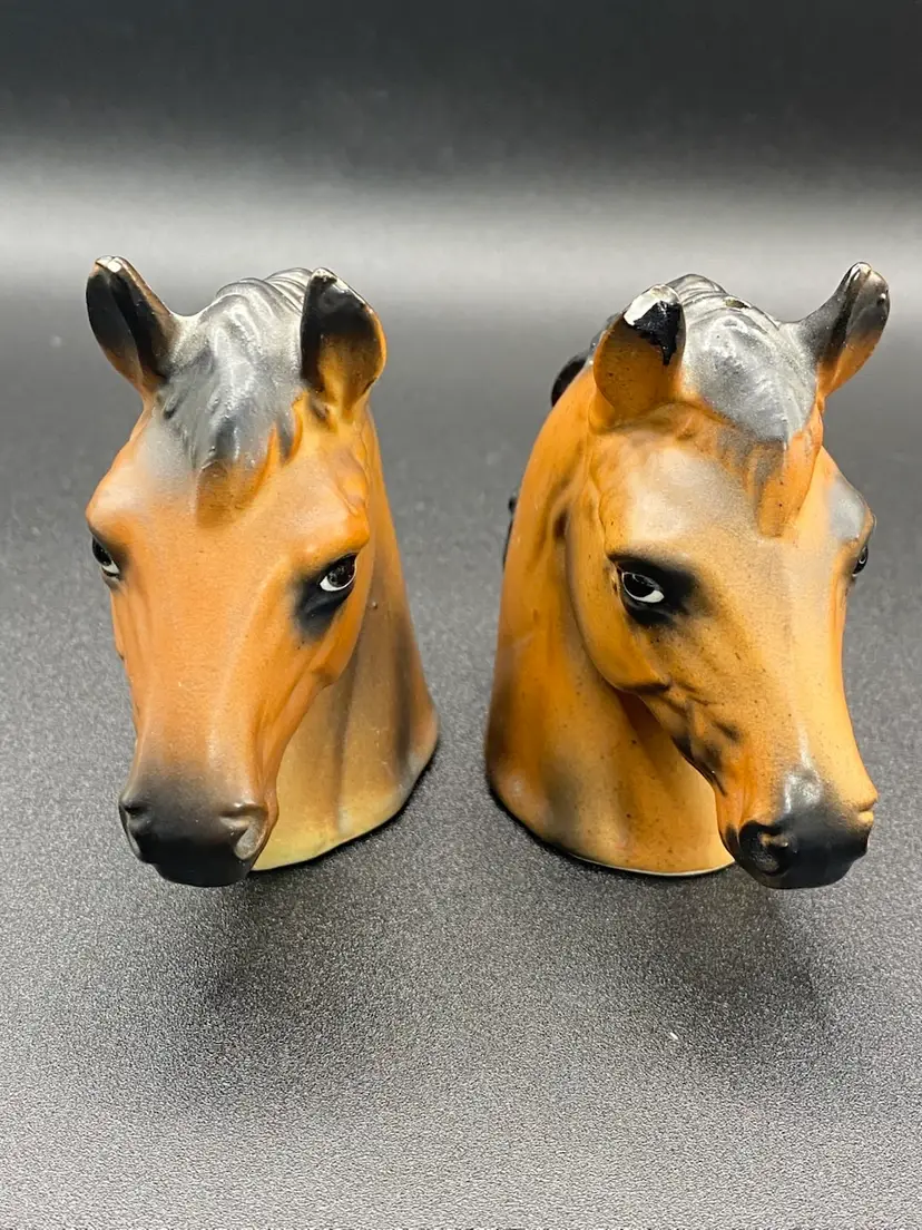 Vintage Horse Head Salt And Pepper Shakers