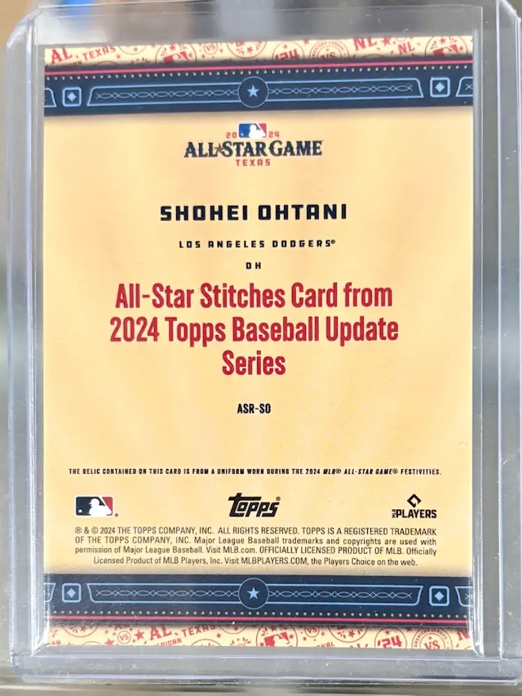 2024 Topps Update Series - All-Star Stitches Shohei Ohtani #ASR-SO Black /199 Los Angeles Angels