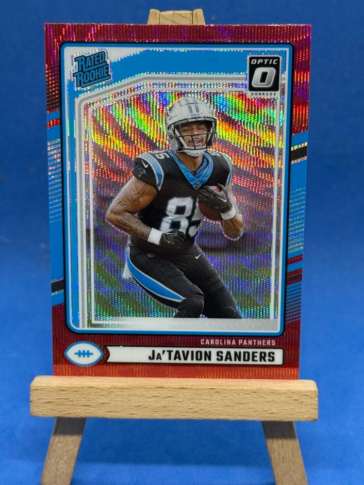 2024 Donruss Optic Preview Ja’Tavion Sanders RC Red Wave Carolina Panthers A09