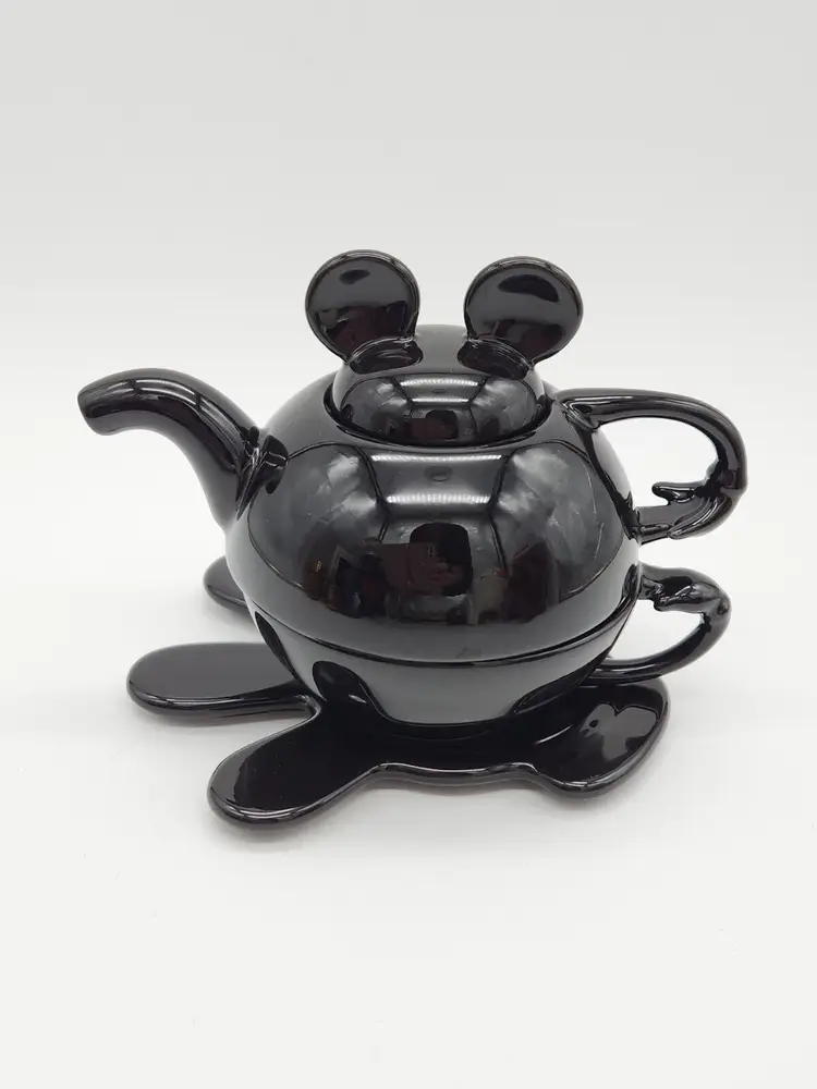 Disney Mickey Mouse "Tea For One" Pot Mug And Hand Underplate Set Marked Disney Thailand