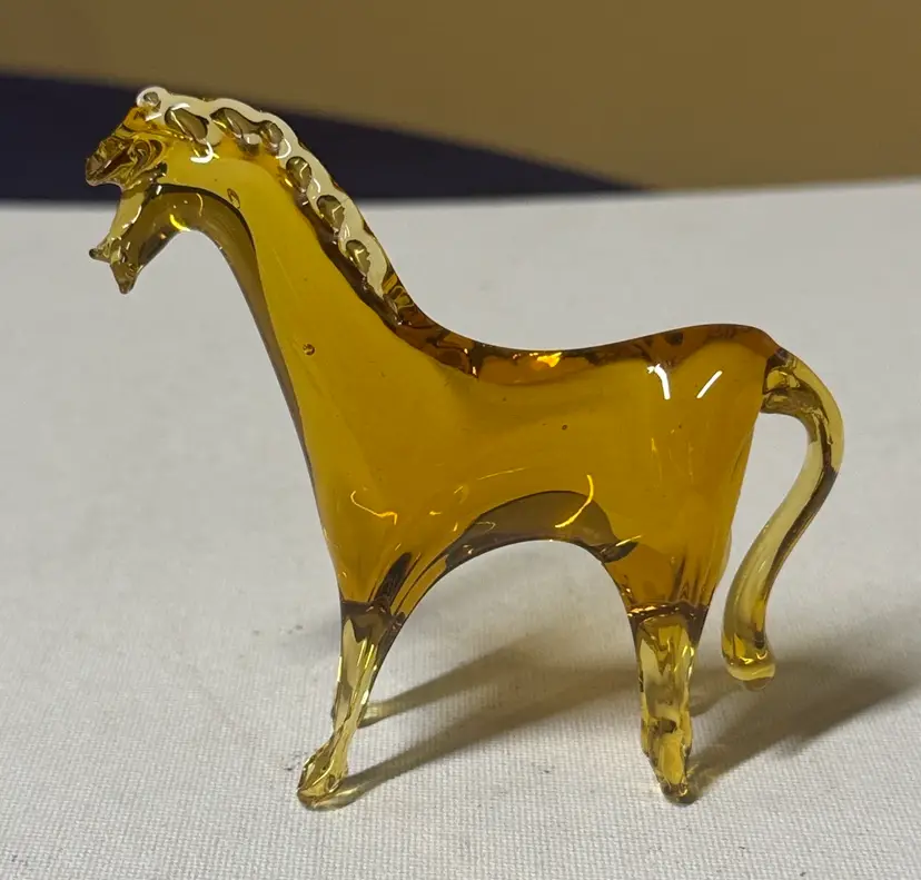 Viking Honey Amber Glass Horse Figurine 3.5” tall