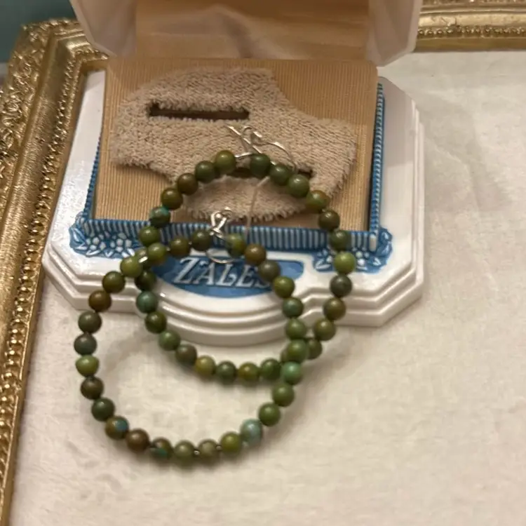 Sterling Wire Turquoise Hoop Earrings