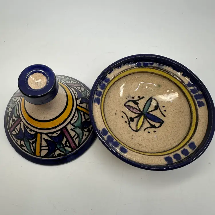 Miniature Hand-Painted Moroccan Tagine Dish 3”