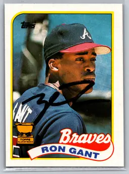 Ron Grant 1989 Topps #296 AUTO Braves All-Star Rookie Card Signed