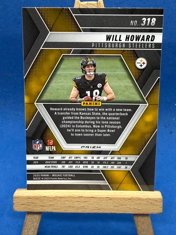 2025 Mosaic Will Howard RC #318 Red & White Pittsburgh Steelers A86