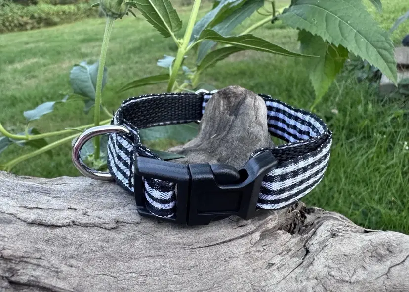 Dog/Cat/Puppy Collar Black Plaid Small Handmade NEW
