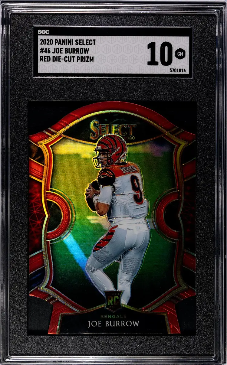 2020 Panini Select Joe Burrow Red Die Cut Prizm RC Concourse SGC 10