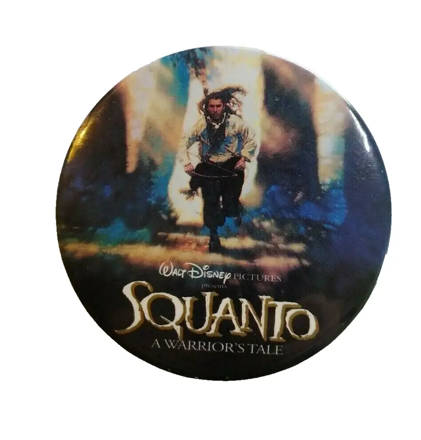 Disney Squanto Warriors Tale 3" Big Button Badge Vintage Original Movie 1994