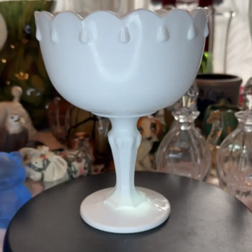 Teardrop Milk Glass Compote
