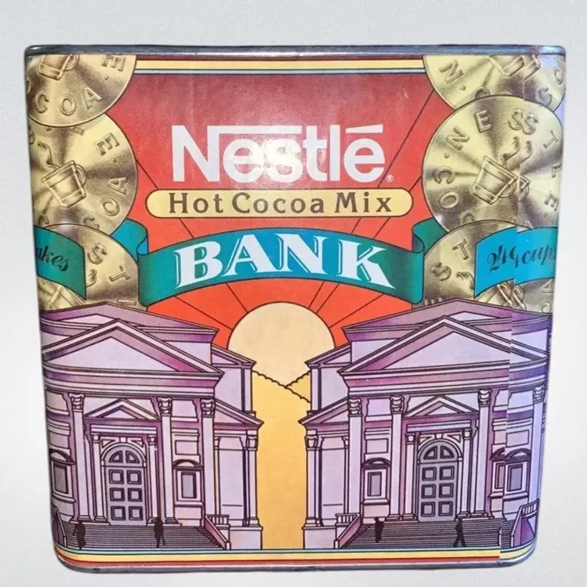 NESTLE HOT COCOA MIX PROMO BANK TIN VINTAGE