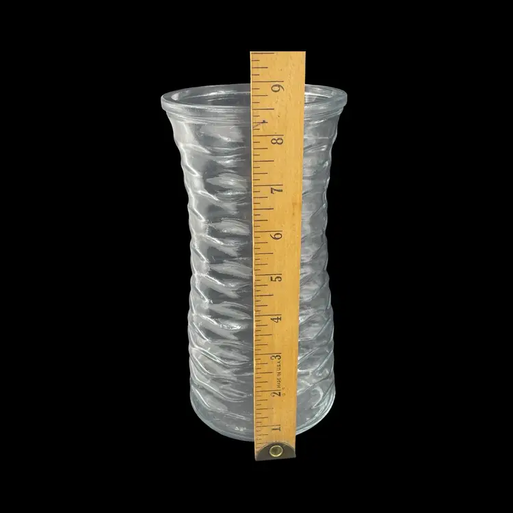 Set of 3 Clear Glass Vases - Textured, Square, and Flared Designs