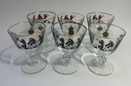 Vintage Set of 6 Liquor Cocktail Glasses 'Treasure Island' by Libbey Glass Company