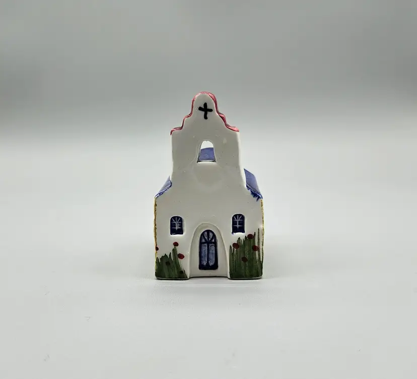 Vintage Seramik Ceramic Chapel Church Mini Figurine Handmade In Greece