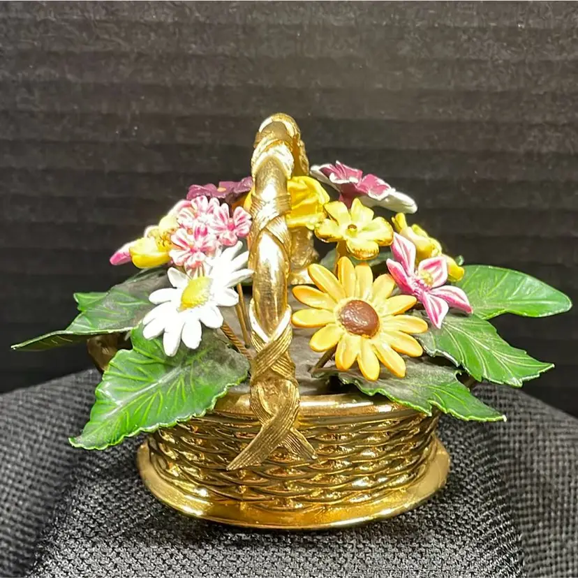 Vintage Gorham Enamel Flower Basket By Jane Hutcheson
