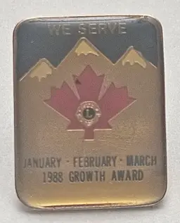 Vintage Lions Club We Serve 1988 Growth Award Pin