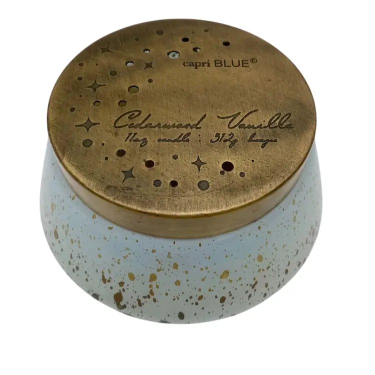 NEW Anthropologie Volcano Capri Blue Candle, Cedarwood Vanilla, Light Blue Jar