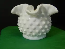 Fenton Milk Glass Hobnail Ruffled Rose Pattern