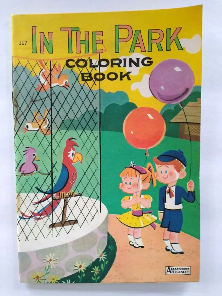 Big Little Book In The Park Coloring Book Saalfield 117 Zoo Animals NOS Unused