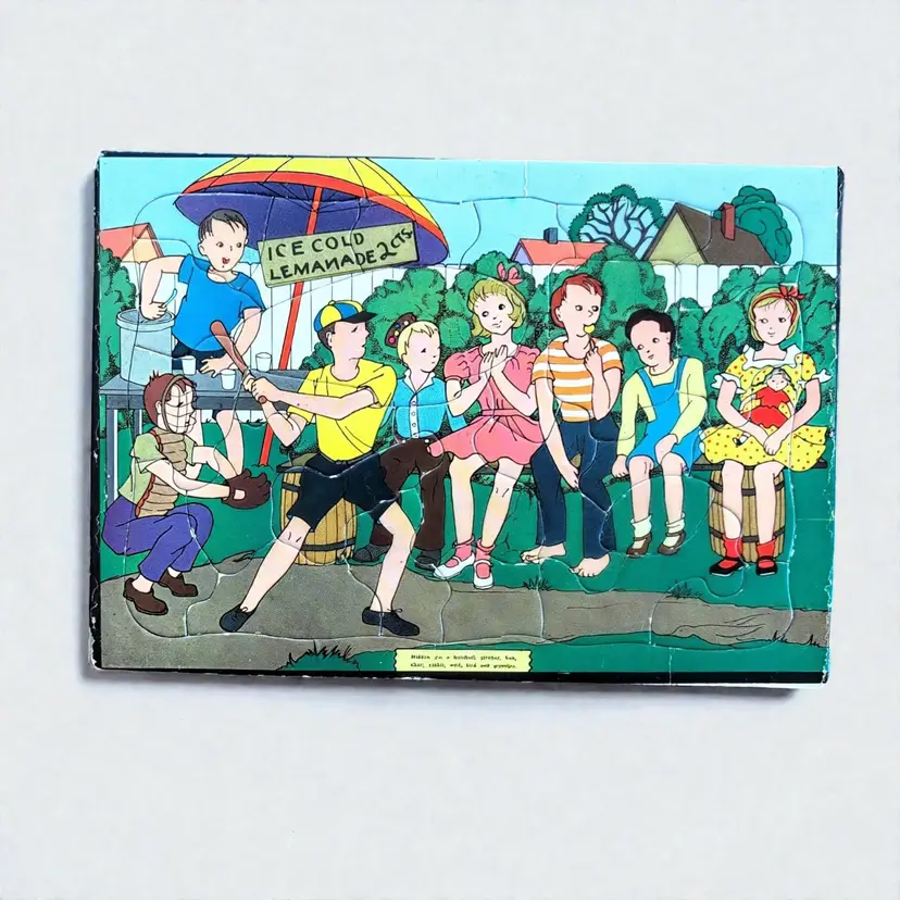 Built Rite Sta-N-Place Puzzle #18 Children's Baseball Game Vintage 40s