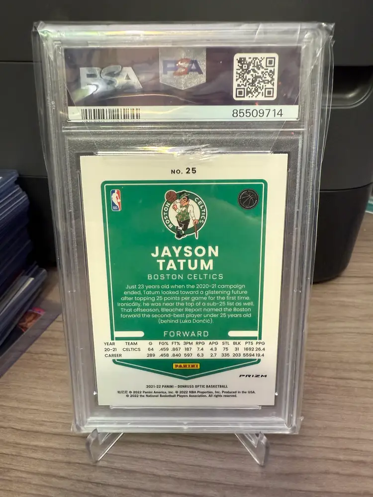 Jayson Tatum 2021 Donruss Optic Blue Velocity PSA 10