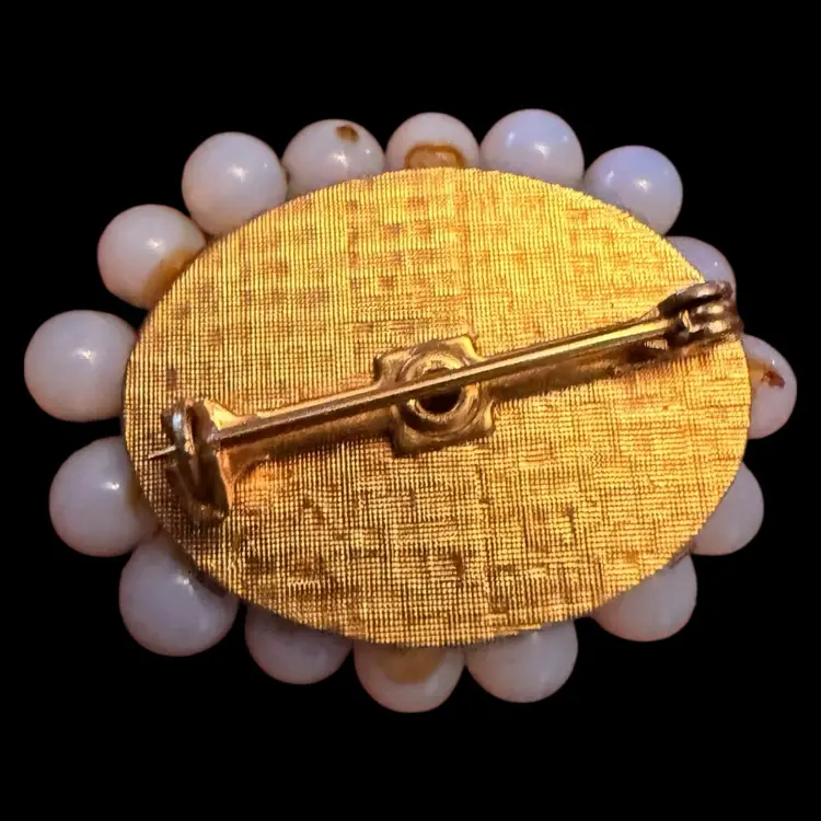 Opalescent Glass Bead Brooch 1”