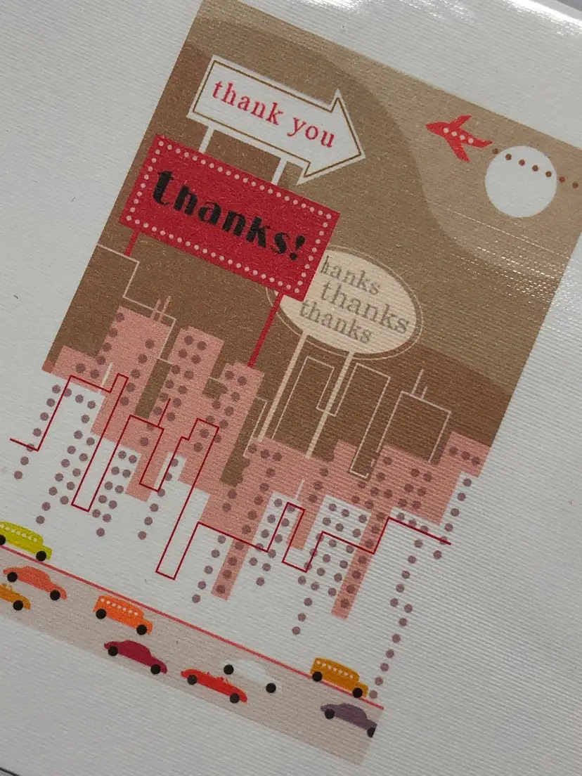 Hallmark City Scape Thank You Cards Blank Inside Set of 10 with Envelopes