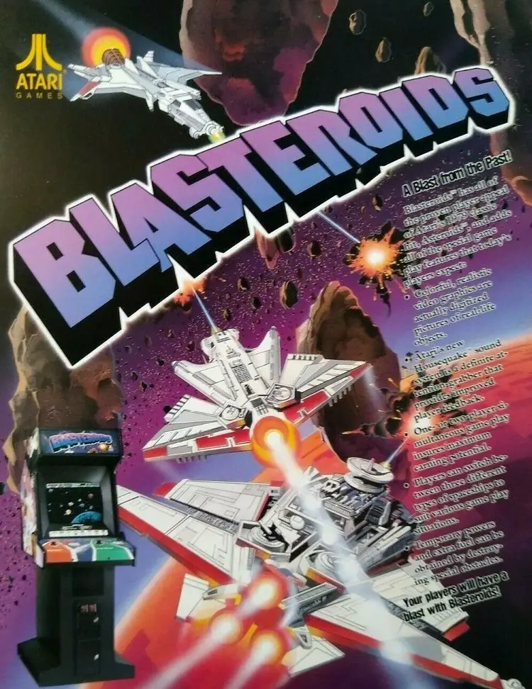 Blasteroids Arcade Game Flyer Original 1988 Video Promo Art Asteroids Vintage