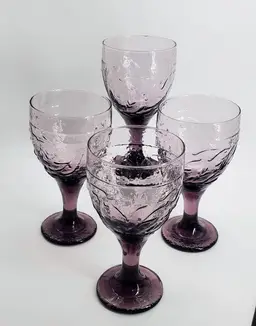 Libbey Garden Vine Wine or Water Goblets in Violet - Set of 4 - 12 oz
