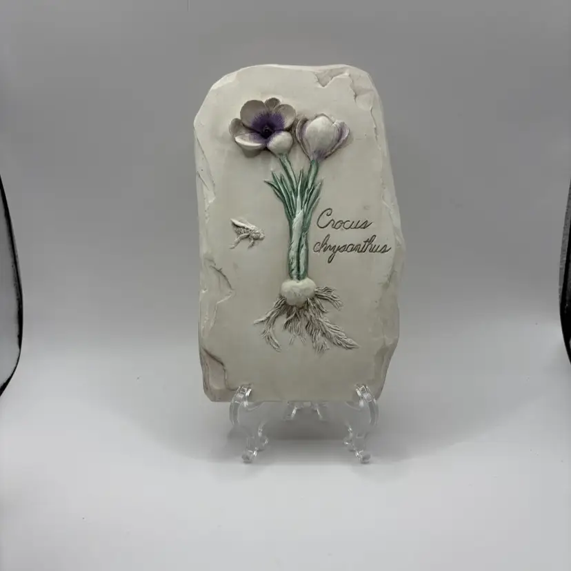 Hen Feathers Crocus Chrysanthemum Wall Plaque