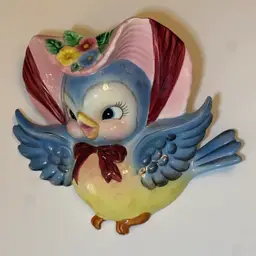 Vintage Lefton Blue Bird Wall Pocket